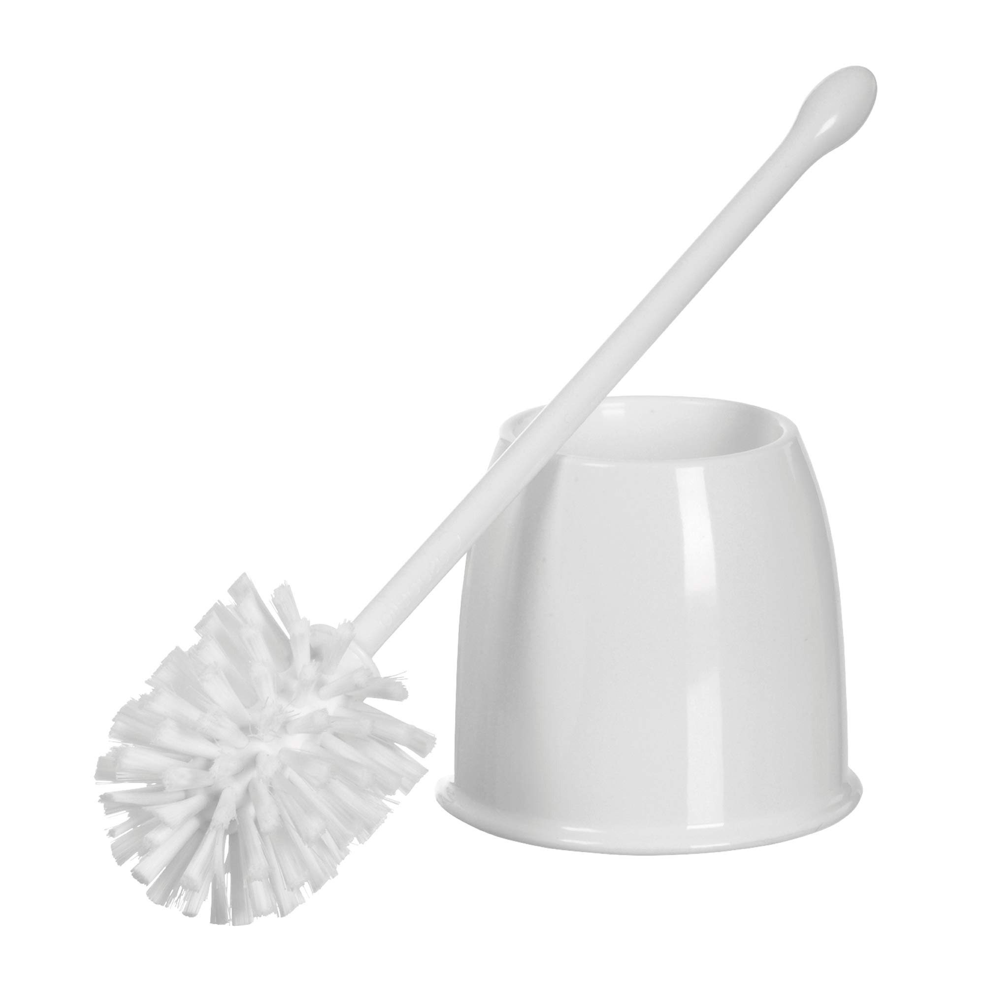 Casabella White Toilet Bowl Brush and Holder Set - Durable Bathroom Cleaning Tool for Home & Office Use