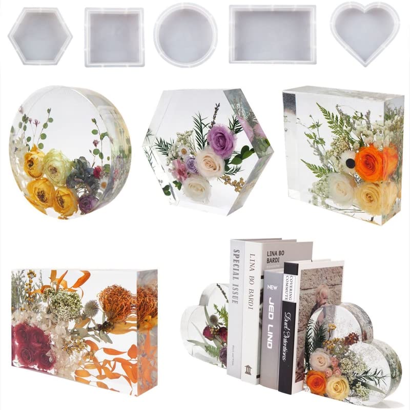 Hexagon Bookends Resin Molds - Large Silicone Molds for Crystal Epoxy Bookends, Desktop Organizer & Home Office Decor - Perfect for Bookshelf Styling, Gift Giving and DIY Craft Projects