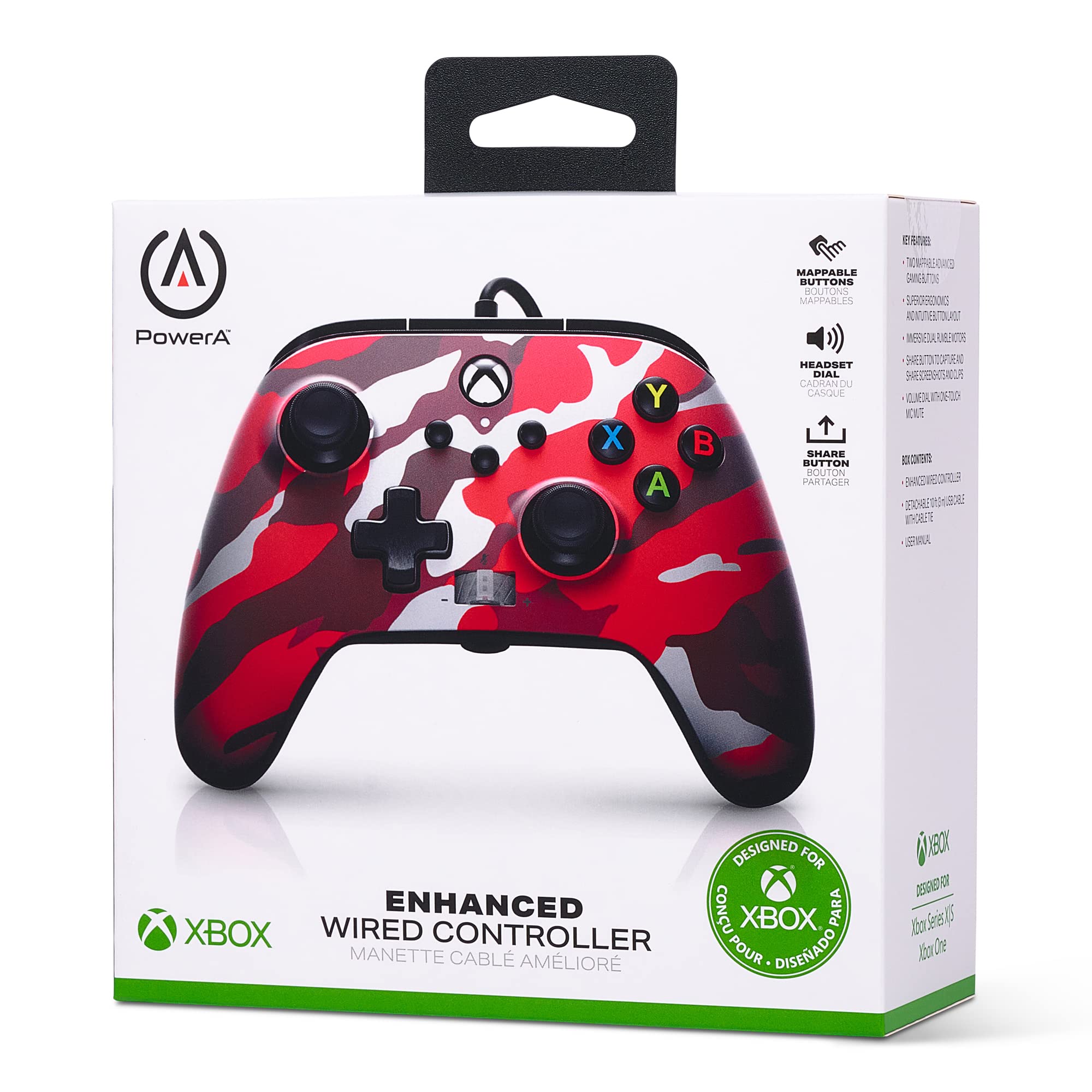PowerA Enhanced Wired Controller for Xbox Series X|S - Metallic Red Camo | Xbox One & Series X/S Compatible Gamepad | Ergonomic Design for Long Gaming Sessions | Perfect for FPS, Racing & Action Games