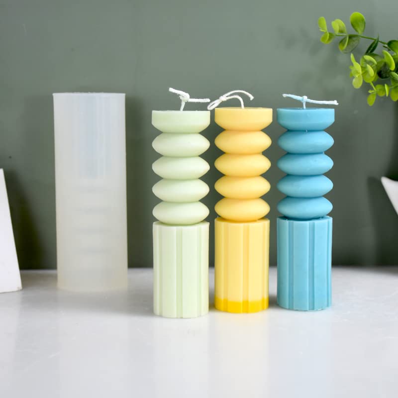 Abstract Geometric Striped Silicone Pillar Candle Mold - 6.1