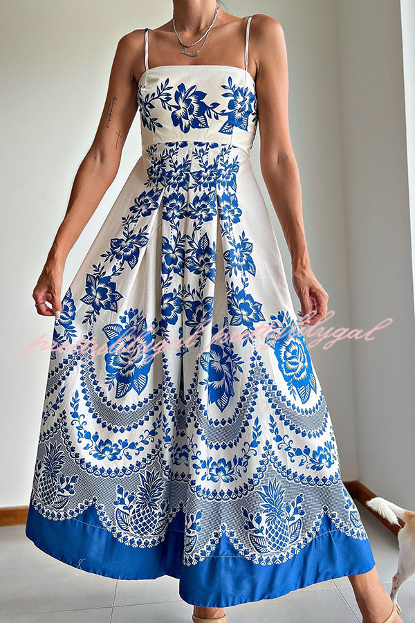 Floral Print Smocked Back Loose Midi Dress - Boho Chic Vacation Wear for Beach Getaways & Summer Outings