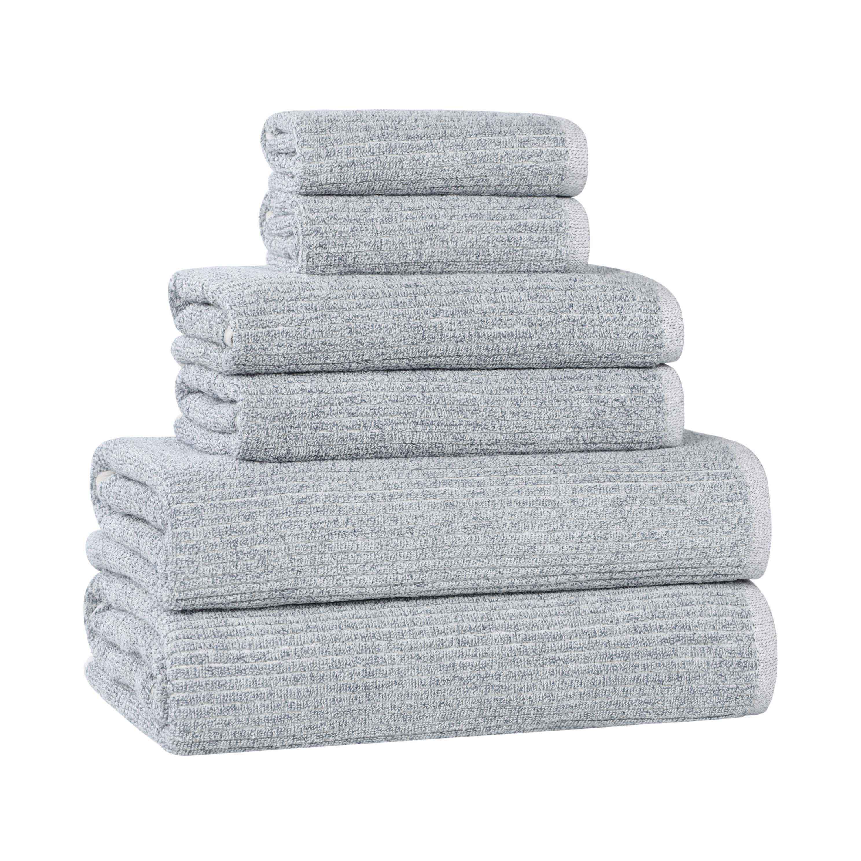 Premium 6-Piece Cotton Blend Ribbed Towel Set - Soft, Absorbent & Durable Bath Towels for Spa, Gym, and Luxury Home Use
