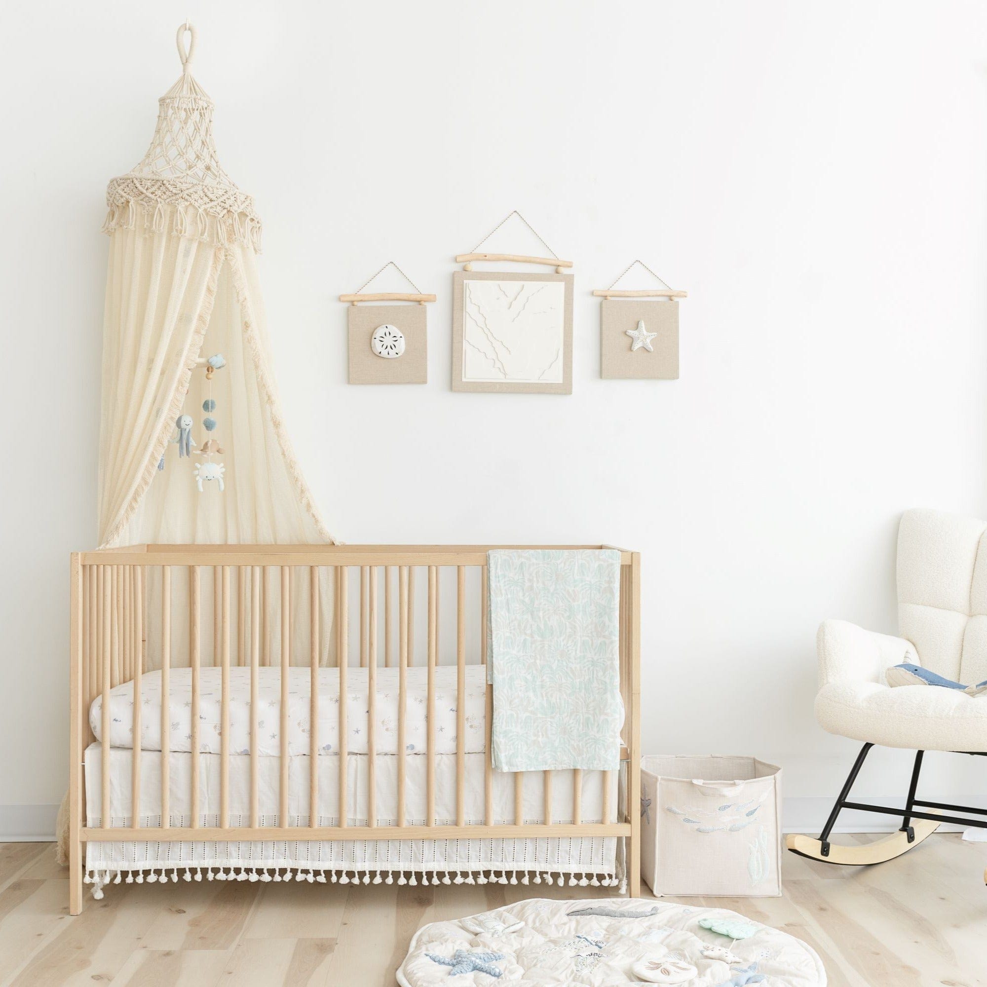Crane Baby Cove 3-Piece Beach Life Wall Decor Set - Coastal Nursery Decor for Baby Rooms, Beach House & Seaside Themed Bedrooms