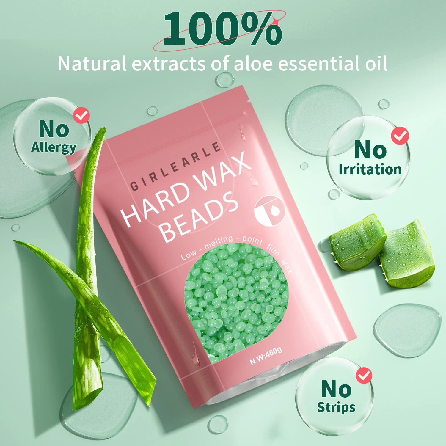 Premium Hard Wax Beads 2-Pack (1lb Unscented for Coarse Hair & 1lb Aloe Vera for Sensitive Skin) - Full Body, Face, Brazilian, Legs & Eyebrow Hair Removal - At-Home Waxing Kit for Smooth Skin