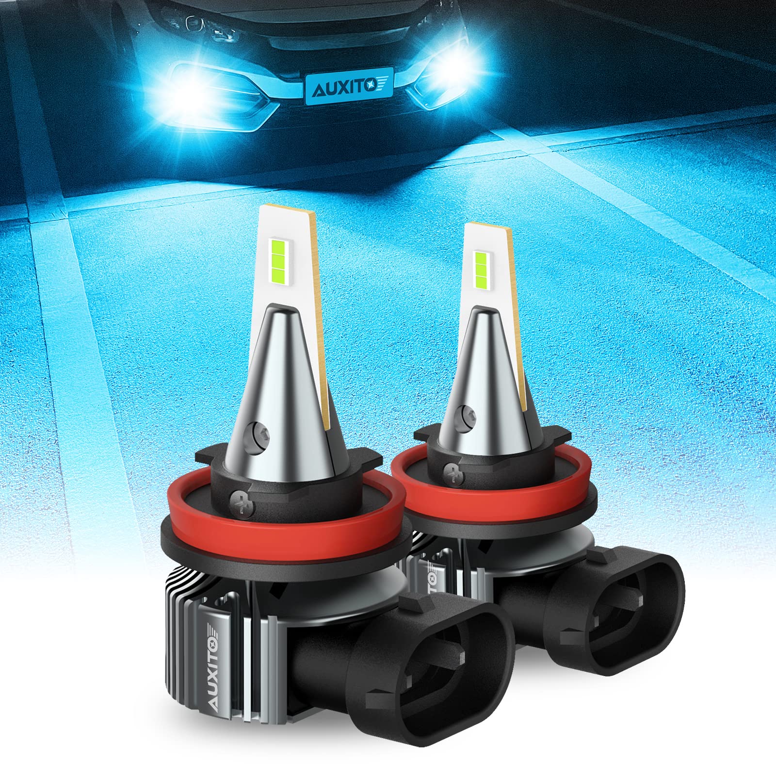 AUXITO H8 H11 H16 LED Fog Light Bulbs - 8000K Ice Blue Super Bright 400% Lumens - Canbus Ready Plug & Play Replacement Bulbs for DRL & Fog Lamps (2 Pack) - Perfect for Night Driving & Off-Road Adventures