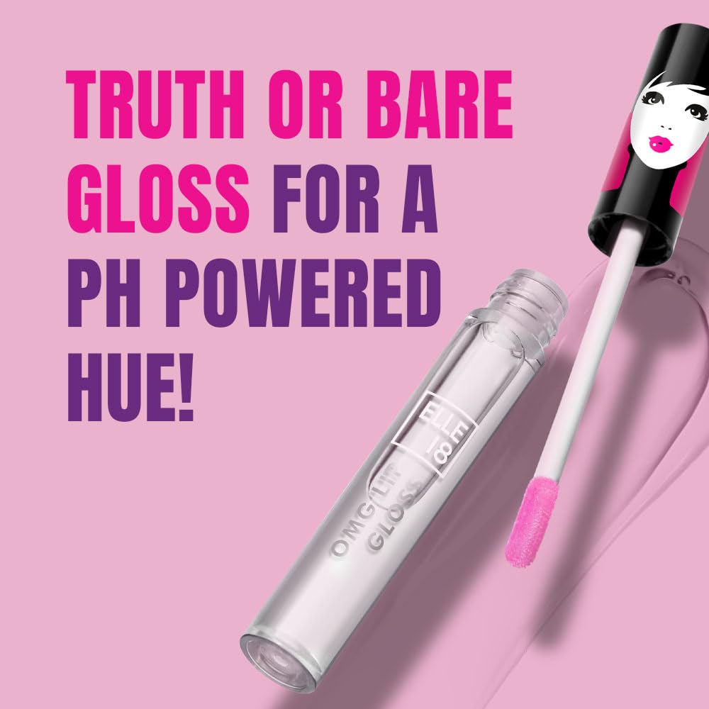 Elle 18 OMG Lip Gloss - Non-Sticky, Moisturizing Lip Gloss with Rapeseed & Jojoba Oil | Glossy Finish, Lightweight Formula | Truth or Bare Shade | 2.5ml | Perfect for Everyday Wear, Date Night & Special Occasions