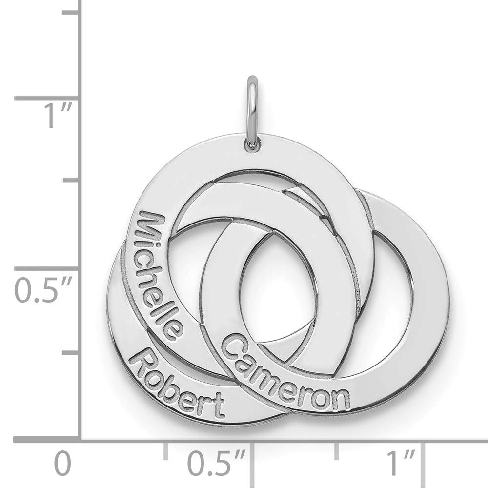 10k White Gold Personalized 3 Name Circle Charm Pendant - Custom Engraved Jewelry for Family, Couples & Friends - Perfect for Anniversaries, Birthdays & Gifts