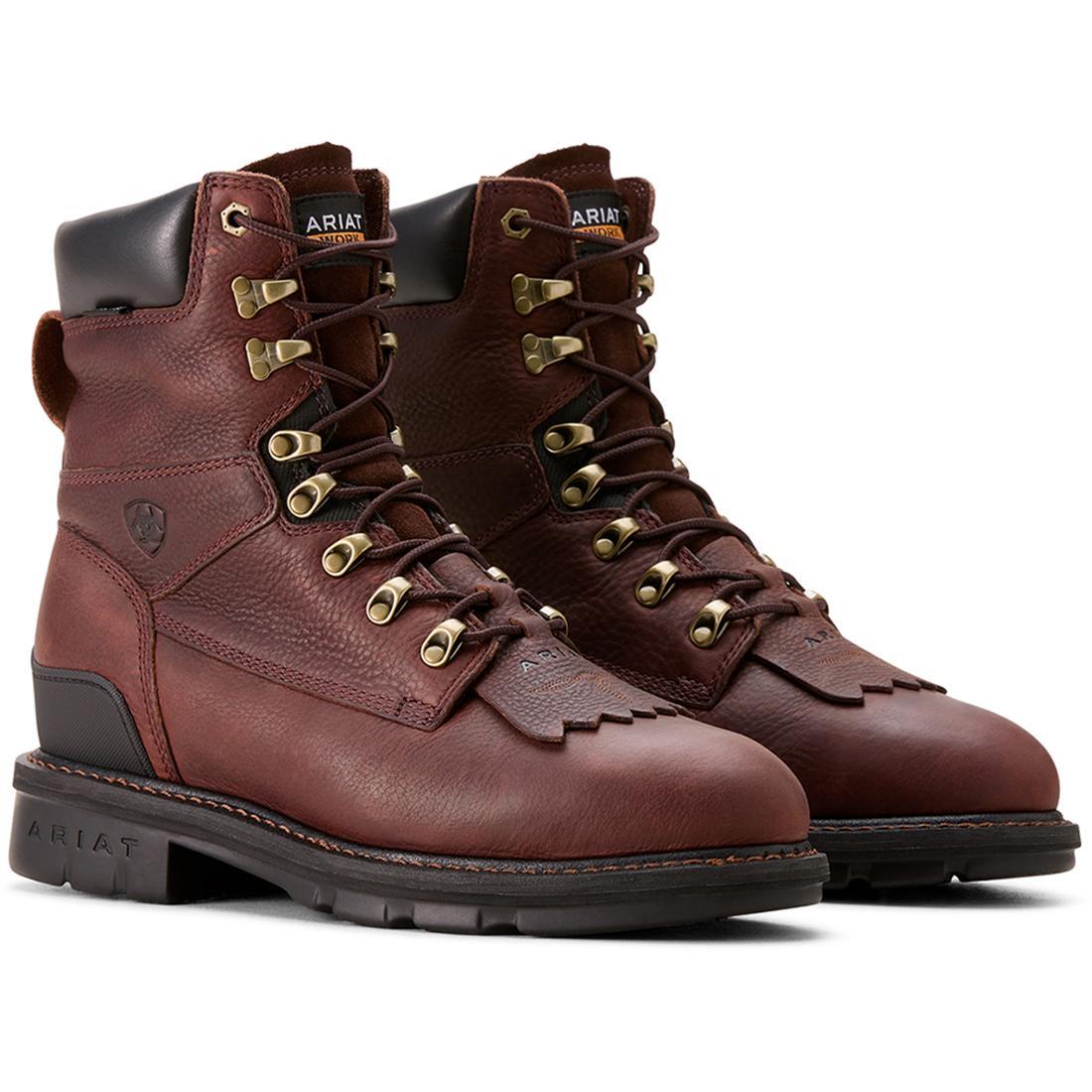 Hermosa XR 8 Inch Steel Toe Work Boots for Men - Redwood Safety Shoes - OSHA Compliant, Waterproof & Slip Resistant - Ideal for Construction, Warehouse & Outdoor Work