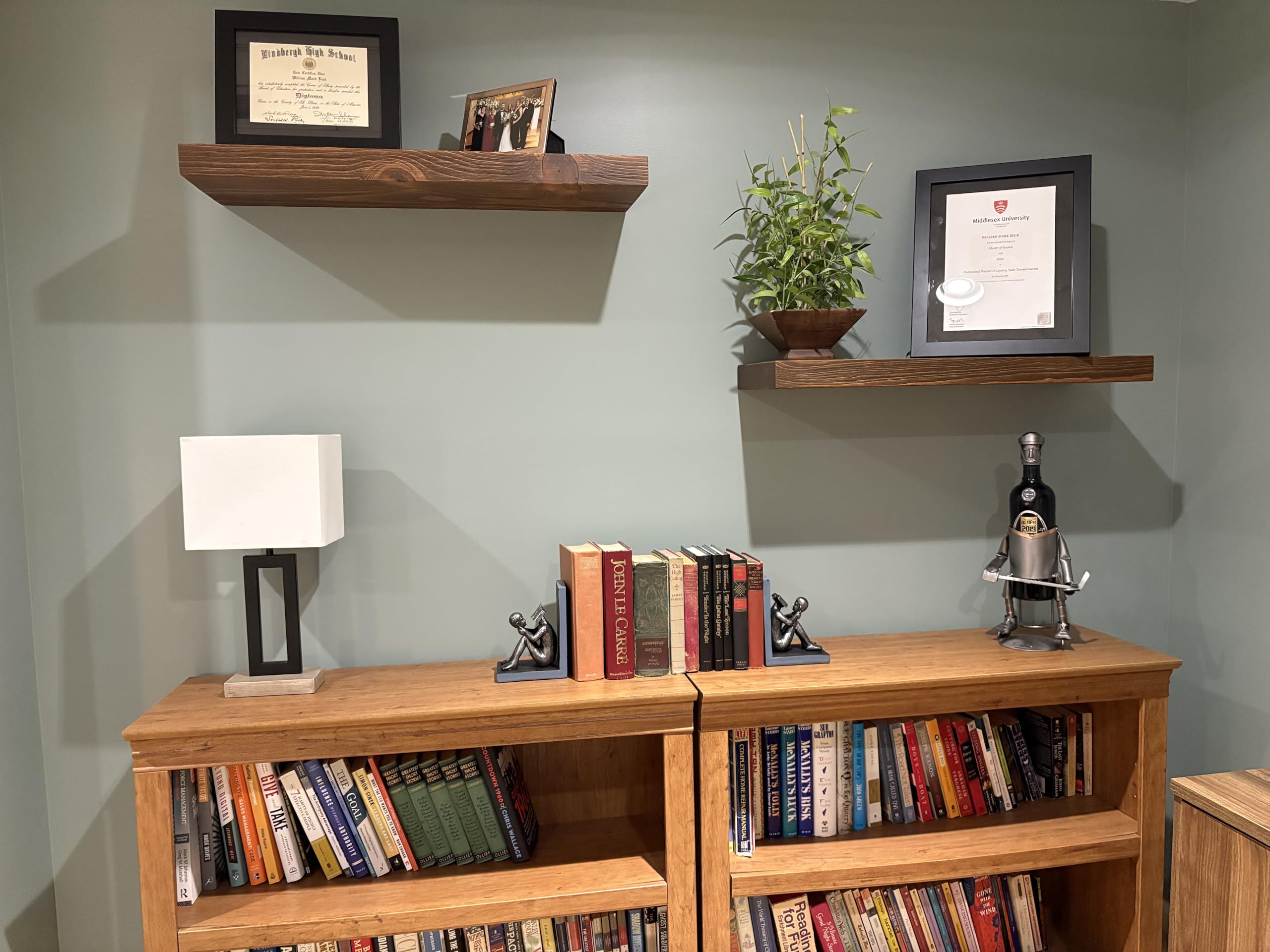 Joel's Antiques - 30 Inch Natural Wood Floating Wall Shelves - Heavy Duty Rustic Shelf for Bedroom, Living Room & Kitchen - Medium Brown 30x12x2 Inches - Perfect for Displaying Books, Plants and Home Decor