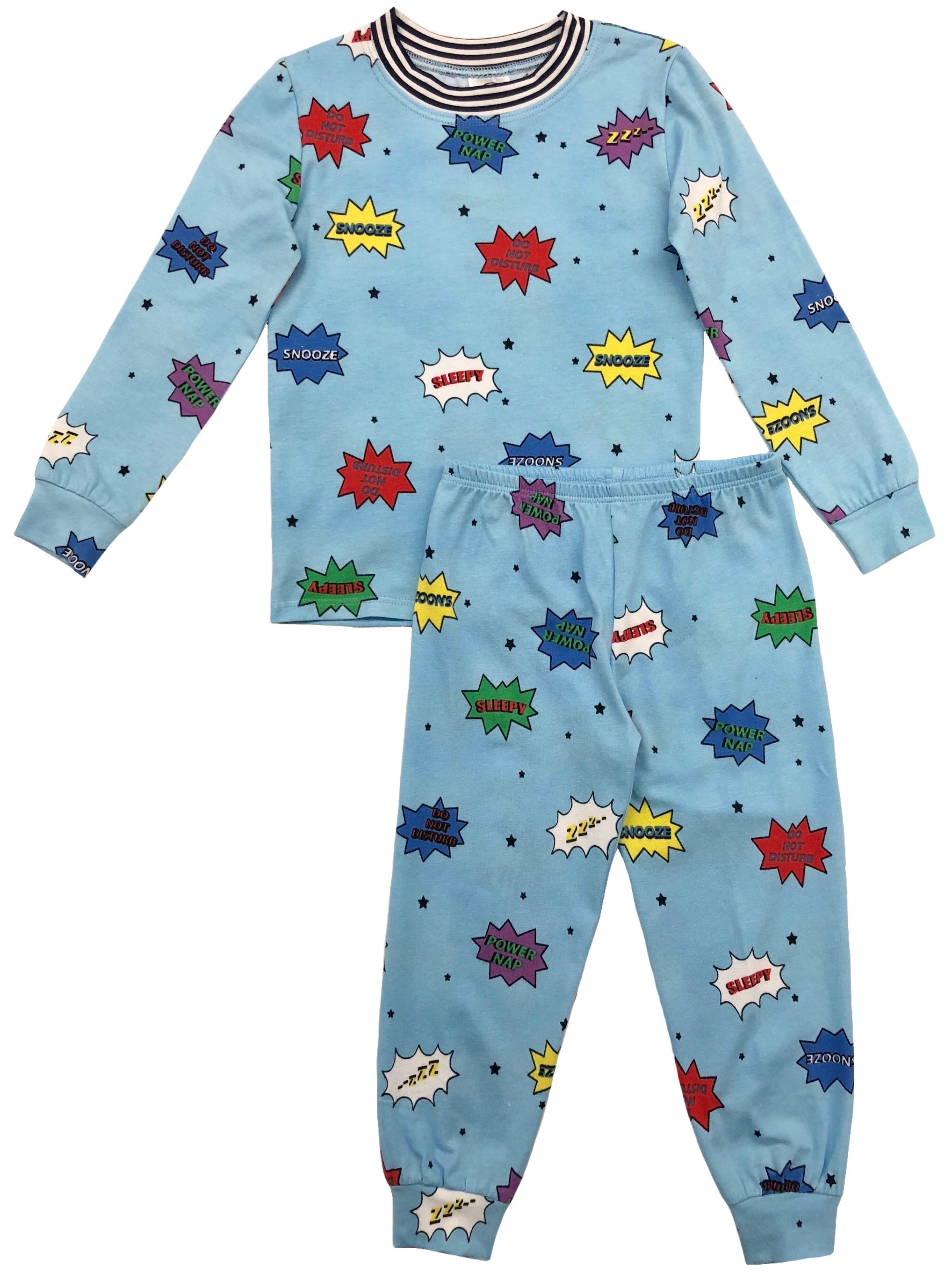 Comic Bubbles Crew Long Sleeve Set - Cute Cartoon Print Loungewear for Women & Teens - Perfect for Casual Wear, Cosplay, and Anime Conventions