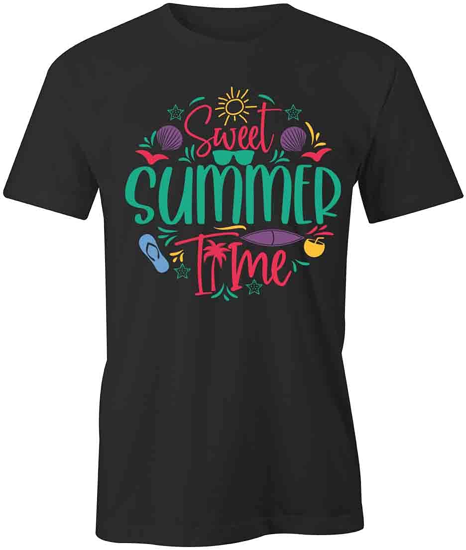 Sweet Summer Time Graphic T-Shirt - Black Printed Cotton Tee for Men & Women | Casual Wear, Beach Outfits, Summer Vacation Style