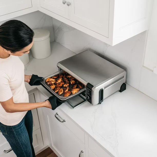 Ninja SP100 Digital Air Fry Countertop Oven - 6-in-1 Multi-Function Toaster Oven with Air Fry, Bake, Broil, Toast, Roast & Reheat | Includes Air Fry Basket, Wire Rack & Crumb Tray | Space-Saving Flip-Up Design | Perfect for Small Kitchens, Dorms & Apartments | Silver