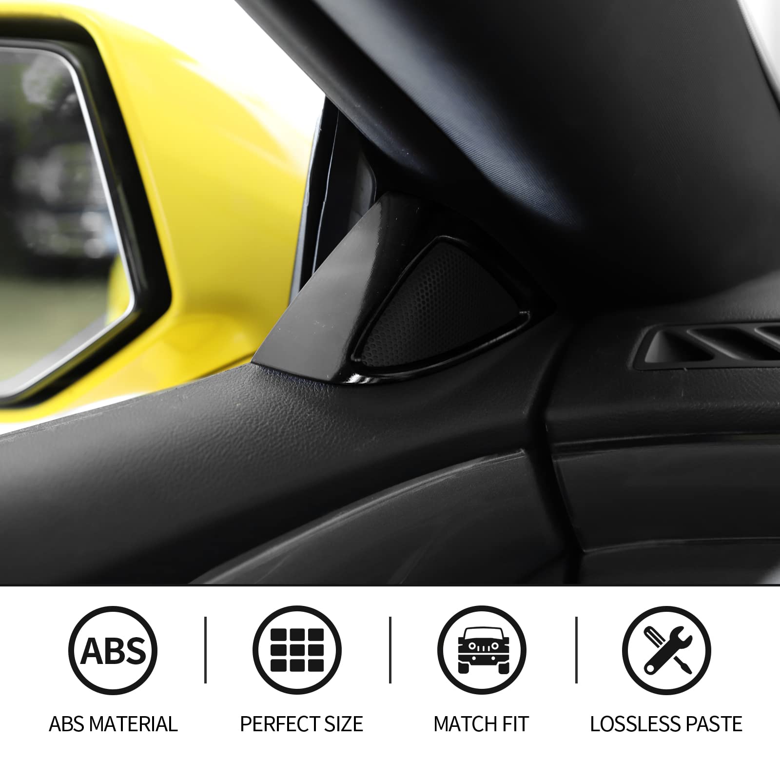 CheroCar A-Pillar Speaker Ring Cover Trim - Interior Accessories for 2010-2015 Chevrolet Camaro (Black) | Upgrade Your Car's Interior Style & Sound System Protection
