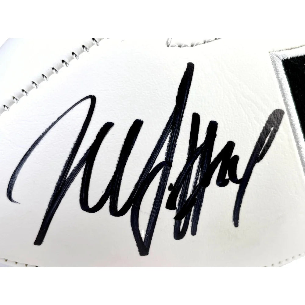Marshawn Lynch Autographed Las Vegas Raiders White Logo Football with JSA COA - Signed NFL Memorabilia for Collectors & Fans - Perfect for Display in Man Cave or Sports Room