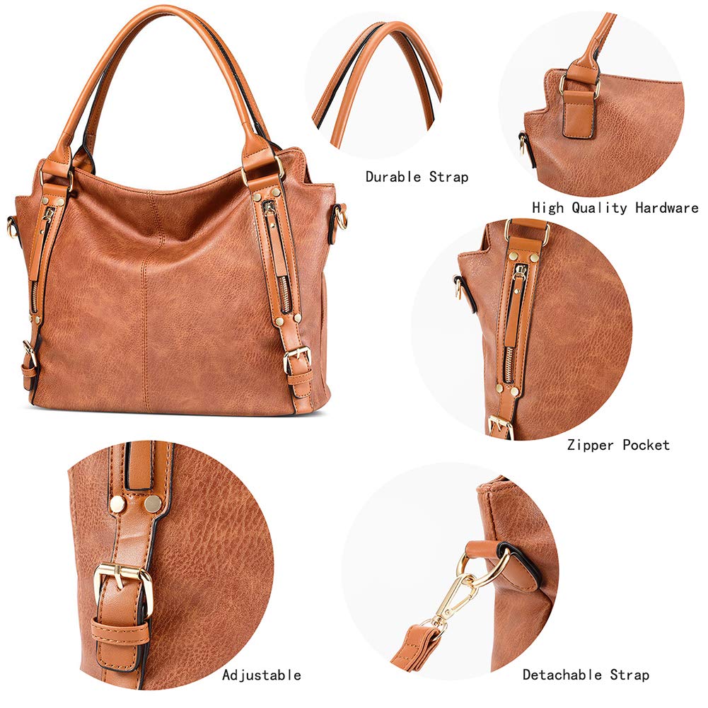 MINTEGRA Women's PU Leather Hobo Shoulder Bag - Large Capacity Tote & Crossbody Purse for Work, Travel & Everyday Use