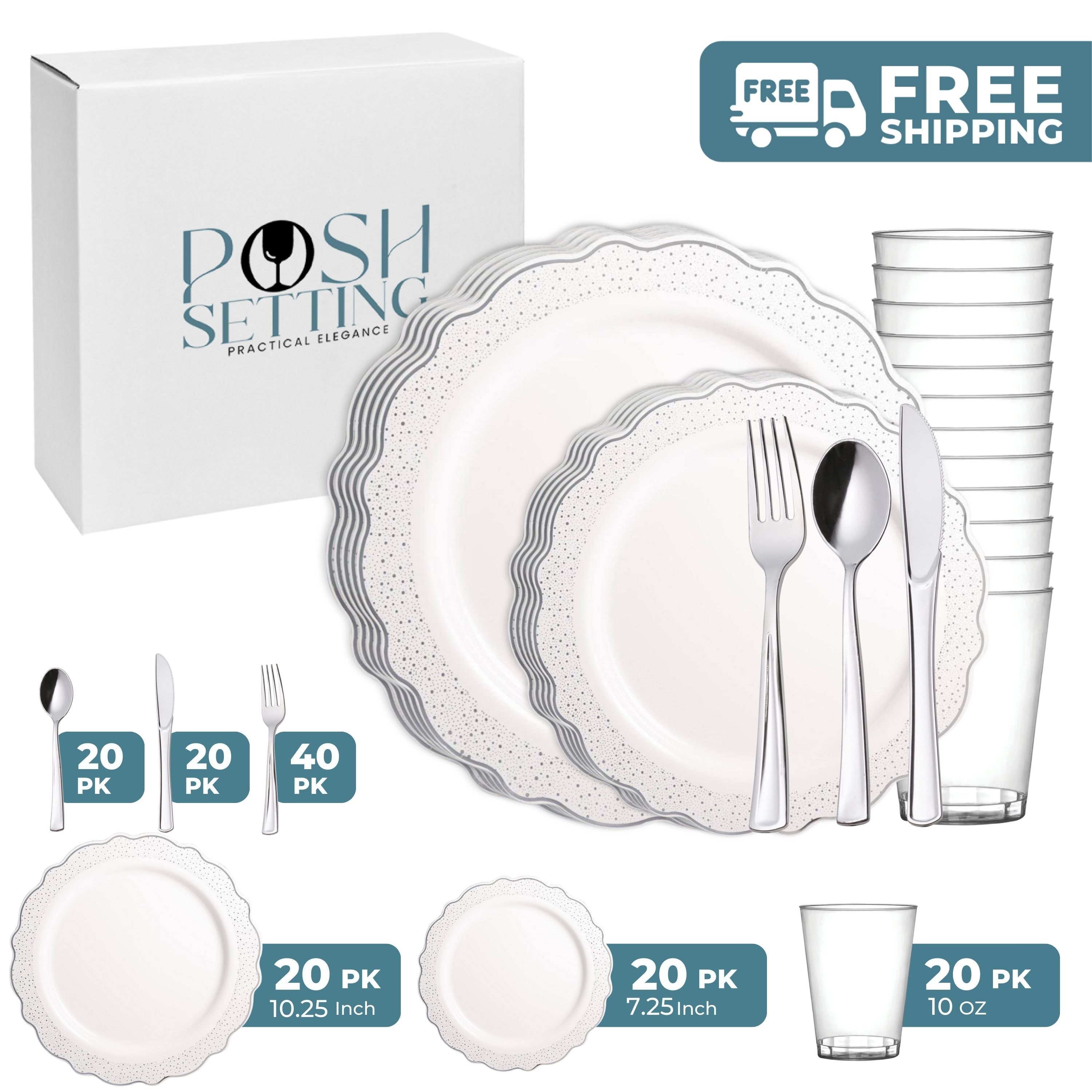 White and Silver Plastic Party Confetti Bundle - Perfect for Birthdays, Weddings & Celebrations