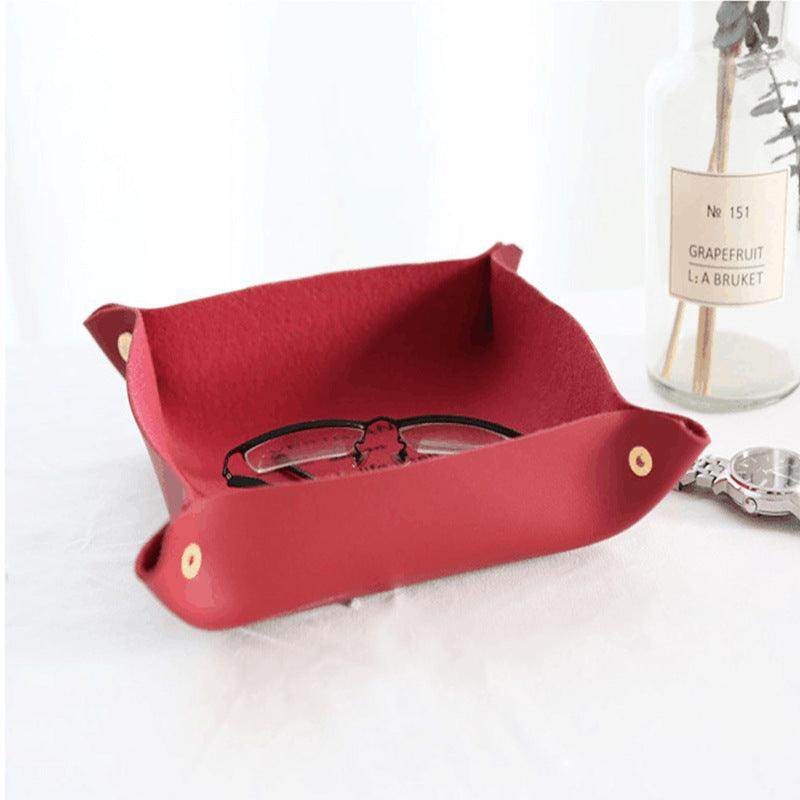 PU Leather Foldable Desktop Storage Box - Organizer for Game Dice, Office Supplies & Small Items | Portable Quadrilateral Tray for Board Games, Home & Office Organization (824871383859)