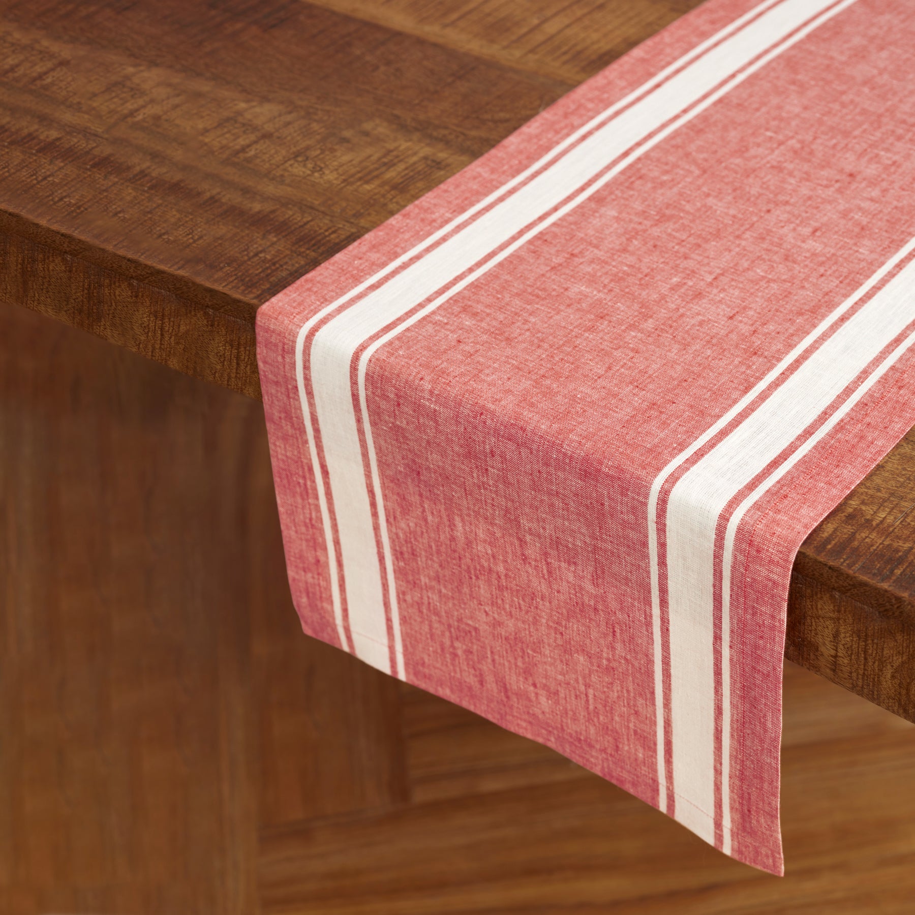 Farmhouse Stripe Table Runner - Cotton Linen Blend, 12x72 Inches, Rustic Decor for Dining Table, Kitchen, Wedding & Holiday Decorations