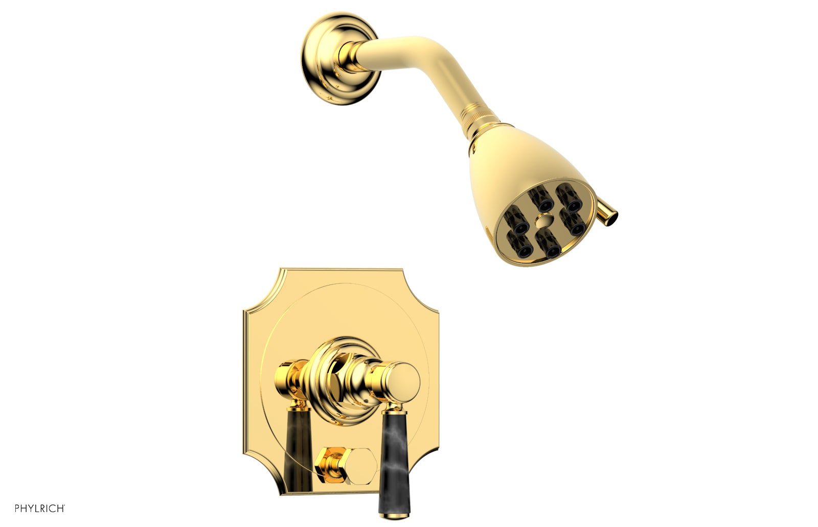 HENRI Pressure Balance Shower and Diverter Set with Black Marble Handle - No Spout Included | Modern Bathroom Upgrade for Spa-Like Shower Experience