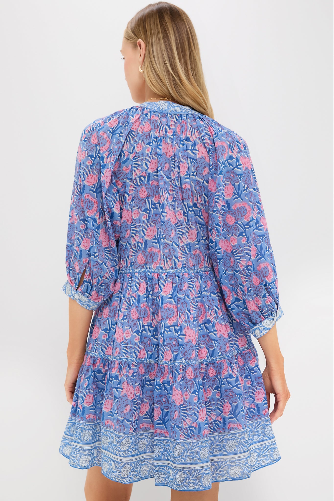 Stylish Blue & Pink Printed Clara Mini Dress for Women | Floral Summer Party Dress | Perfect for Beach Vacations, Date Nights & Casual Outings