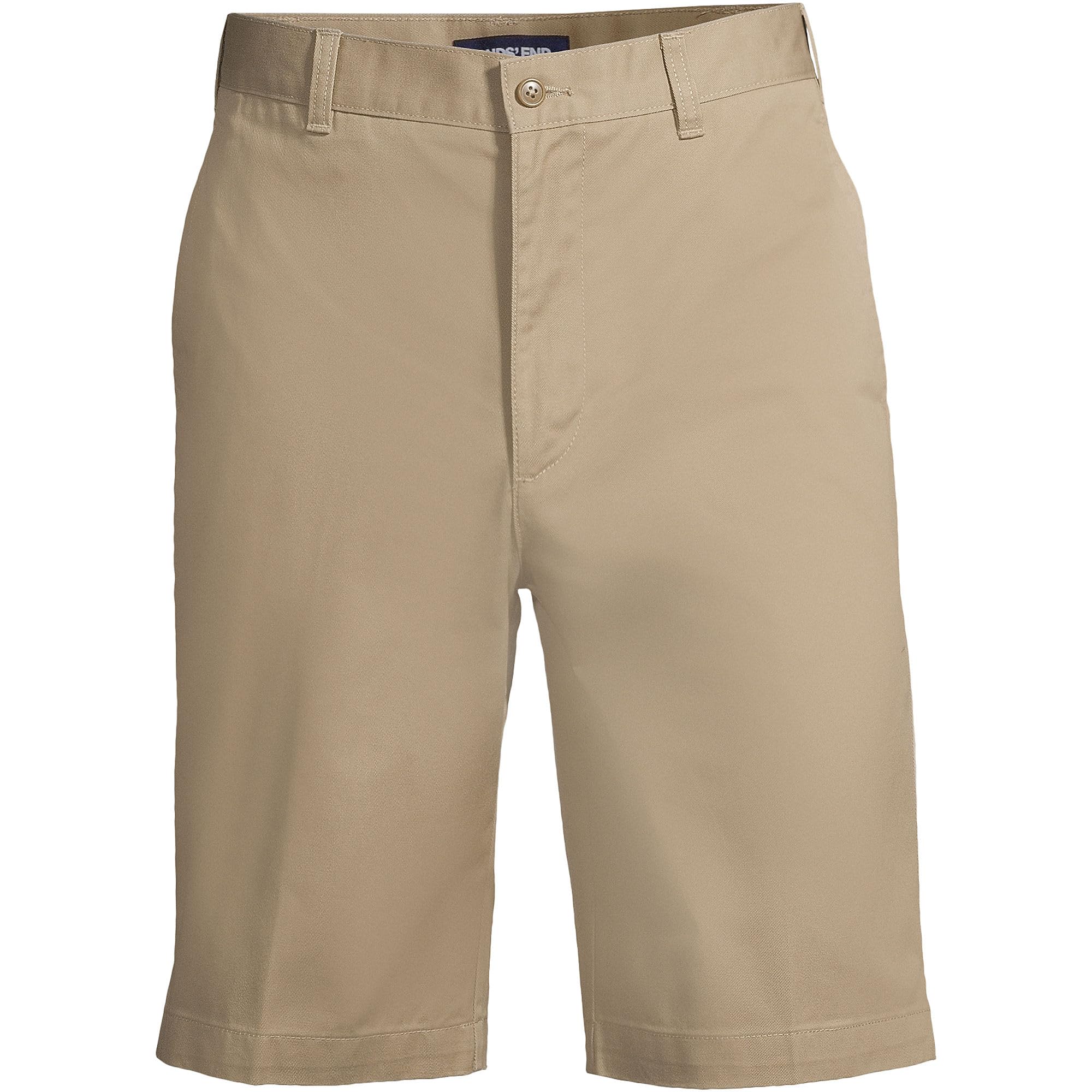 Lands' End Boys' Uniform Plain Front Chino Shorts - Khaki, Regular Fit 30