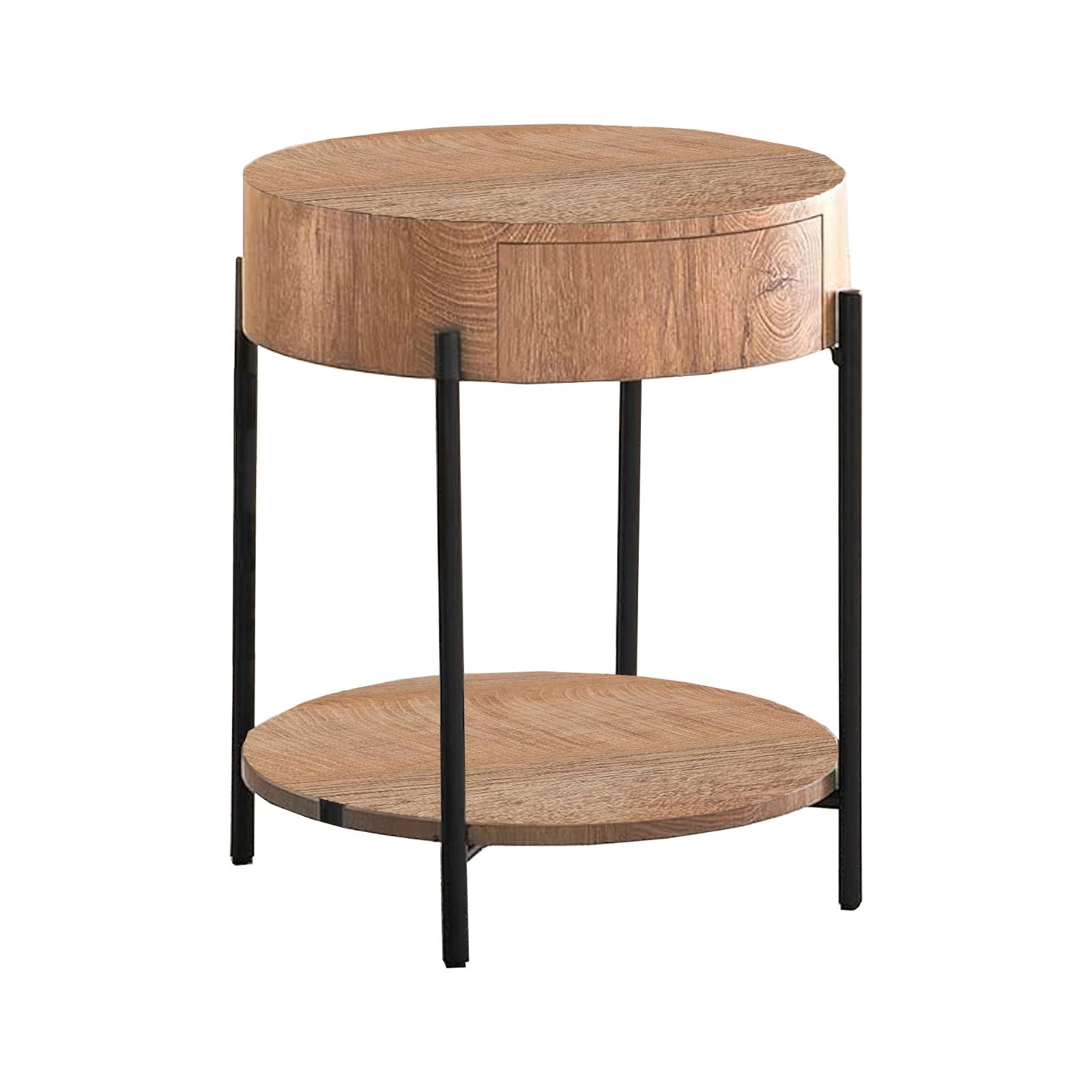 Woodstock American Oak Felled Round Side Table 460mm - Perfect for Living Room, Bedroom, or Outdoor Patio Furniture