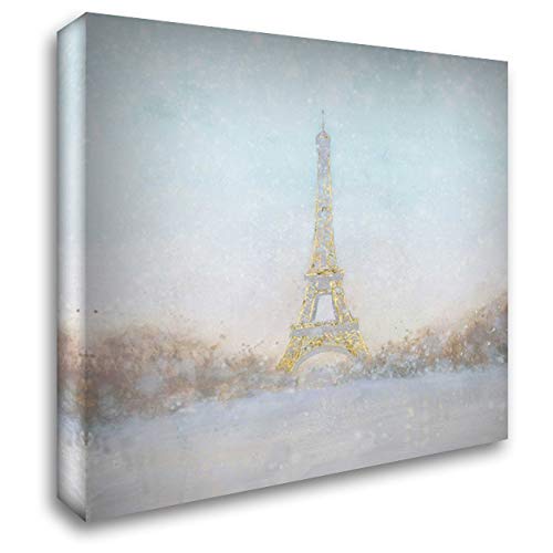 Marco Fabiano 20x20 Gallery Wrapped Stretched Canvas Art - Eiffel Romance Turquoise Couple Painting | Paris Themed Wall Decor for Living Room, Bedroom & Office