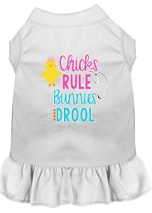 Chicks Rule Screen Print Dog Dress - Cute & Colorful Pet Outfits for Small & Medium Dogs - Perfect for Parties, Photos & Daily Walks