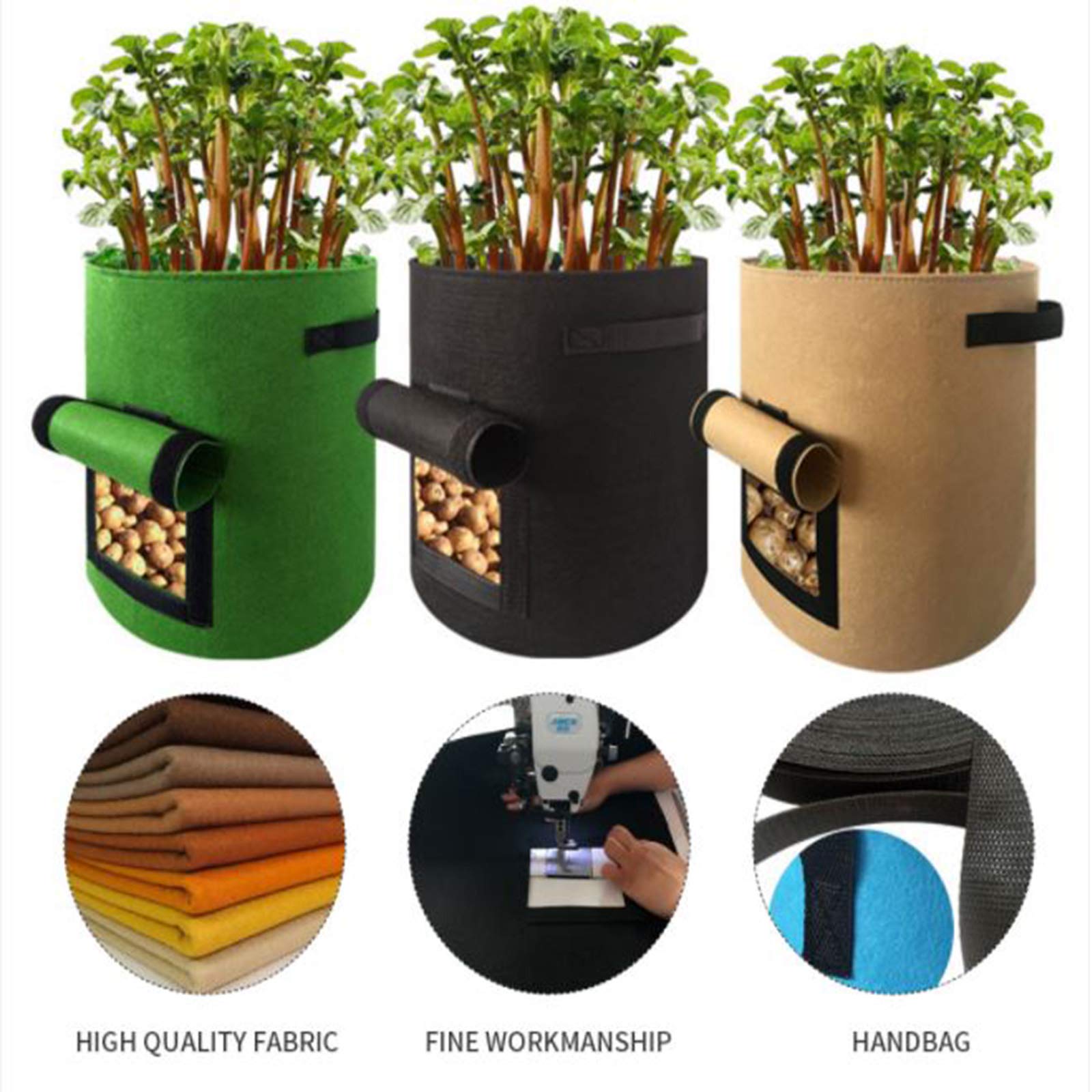 5 Pack Heavy Duty Reusable Potato Planter Bags - Thickened Non-Woven Fabric Grow Pots for Tomatoes, Vegetables & Garden Plants | Perfect for Patio, Balcony & Small Space Gardening