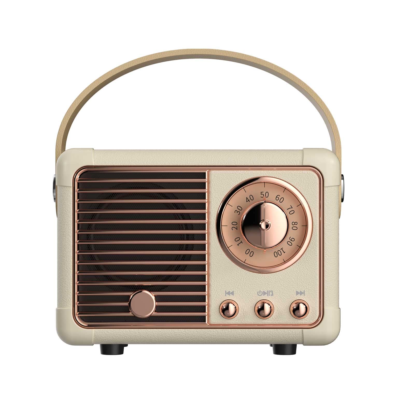 Vintage Retro Bluetooth Speaker - Portable Wireless Speaker with Old Fashion Style for Kitchen, Desk, Bedroom, Office & Outdoor - Compatible with iPhone & Android (Yellow) - Perfect for Home Decor, Parties & Travel