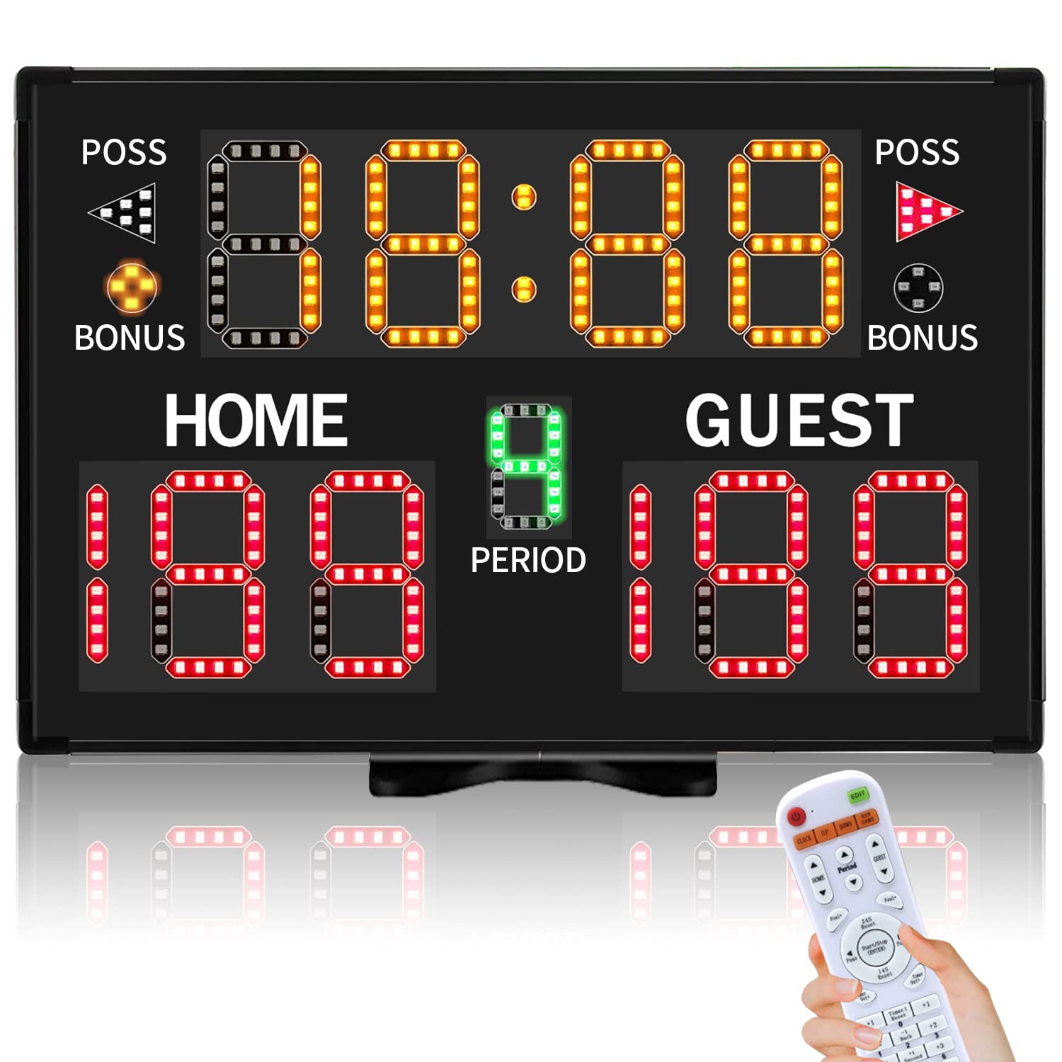 YZ Battery Powered Electronic Basketball Scoreboard with Timer - Portable Tabletop Digital Score Keeper with Remote Control for Indoor/Outdoor Sports Games (Basketball, Baseball, Football, Volleyball) - Perfect for Home, School, and Sports Club Competitions