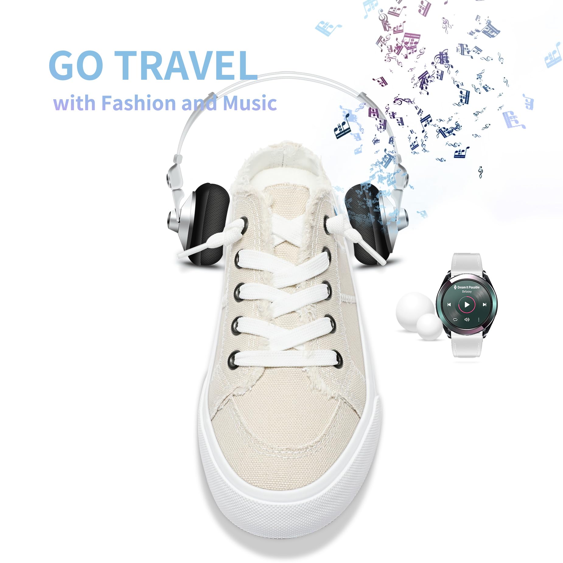 Obtaom Women's Memory Foam Canvas Mules - Comfortable Slip-On Backless Clipper Sneakers for Casual Wear, Travel & Holiday Outfits