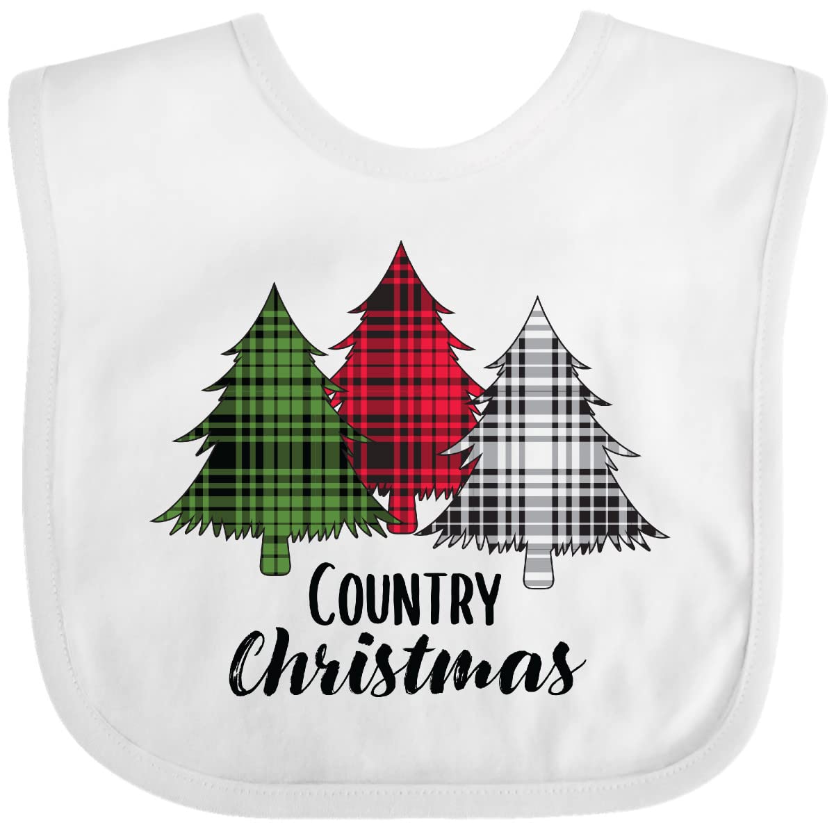 Inktastic Country Christmas Plaid Trees Baby Bib - Soft Cotton Drool Bib for Infants & Toddlers - Perfect for Holiday Photos, Family Gatherings & Festive Mealtime