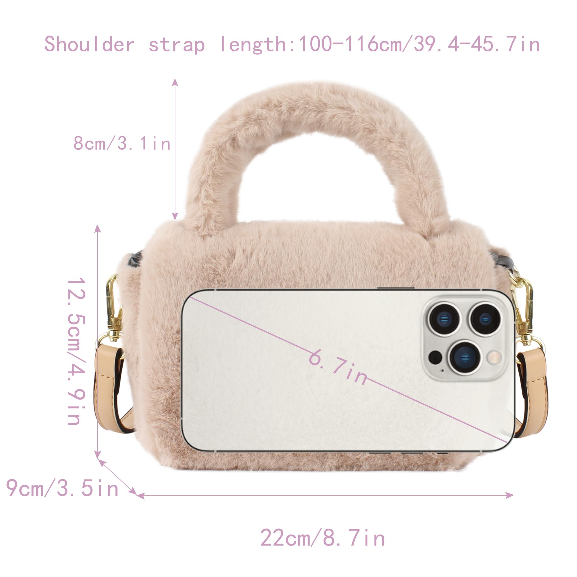 Heidi Women's Faux Fur Winter Shoulder Bag - Stylish Barrel Shaped Drawstring Satchel Purse for Women | Perfect for Work, Travel & Casual Outings