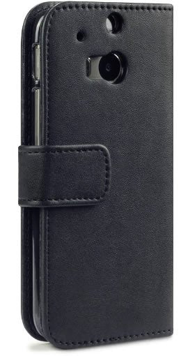 HTC One M8 Wallet Case - Slim Protective Cover with Card Slots & RFID Blocking - Black - Perfect for Business, Travel & Everyday Use