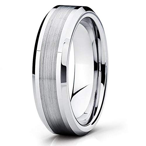 6mm Silver Tungsten Wedding Band for Men - Durable & Hypoallergenic Tungsten Carbide Ring - Perfect for Anniversaries, Engagements & Everyday Wear