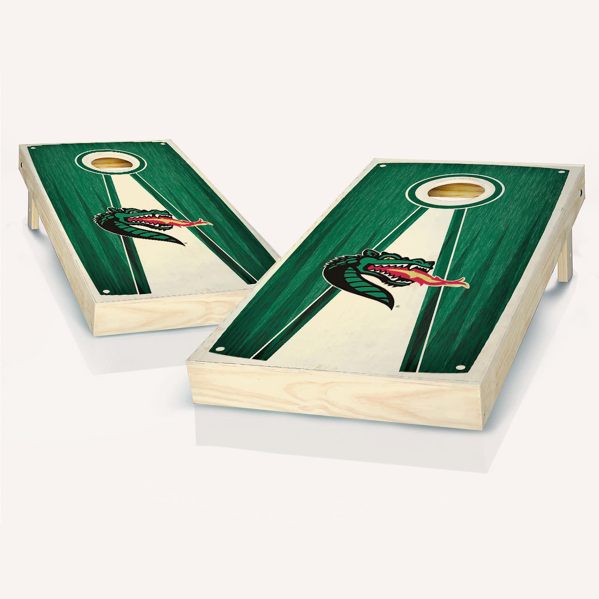 Premium UAB Stained Pyramid Cornhole Game Set - 2 Wooden Boards & 8 Bean Bags for Outdoor Lawn Games, Backyard Parties, Tailgating, and Family Fun