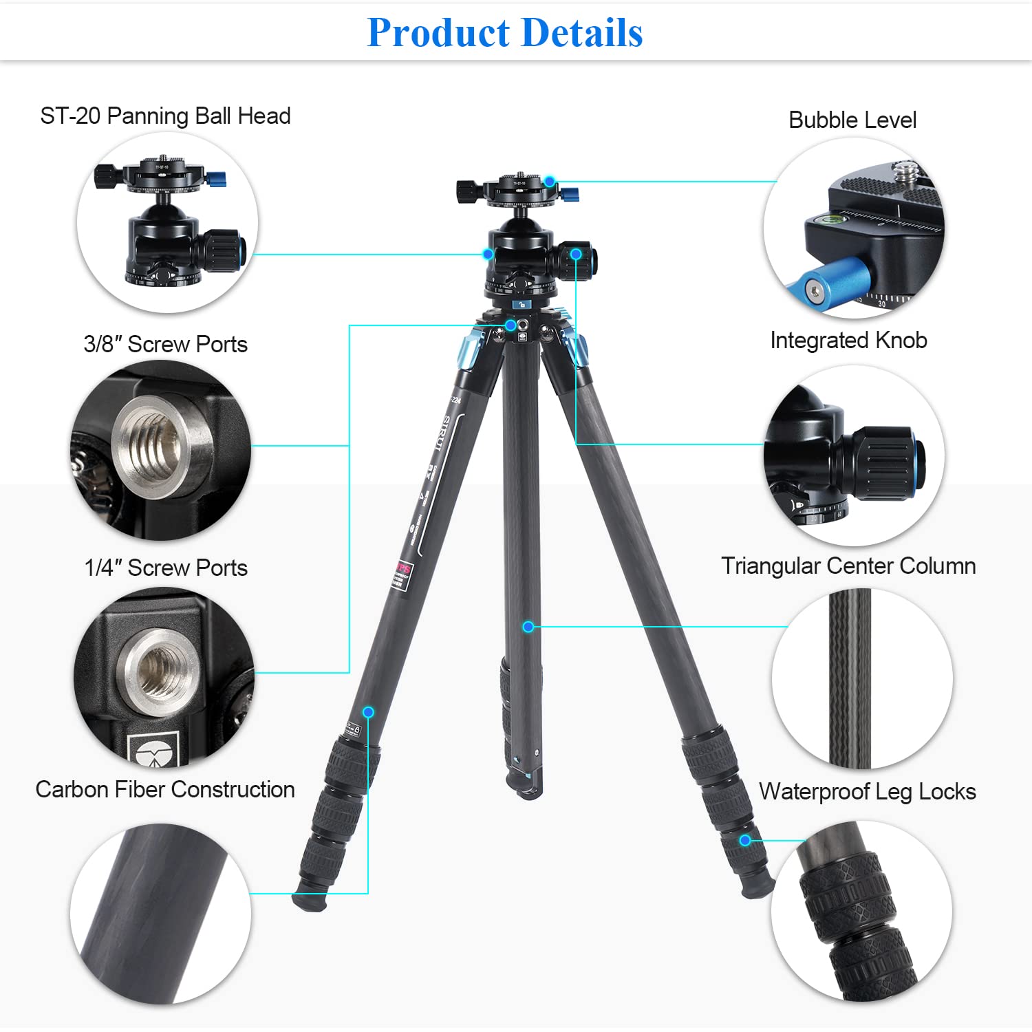 SIRUI Carbon Fiber Waterproof Tripod with Aluminum Ball Head - 72.5