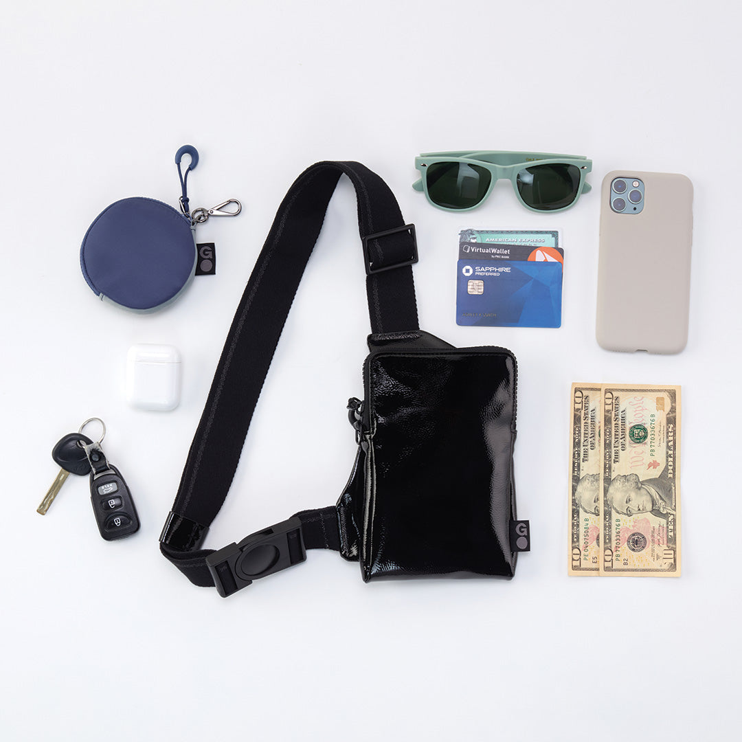 DIALED IN Phone Bag - Waterproof & Durable EverShine Nylon Crossbody Pouch - Quicksilver Metallic - Perfect for Travel, Hiking & Everyday Use