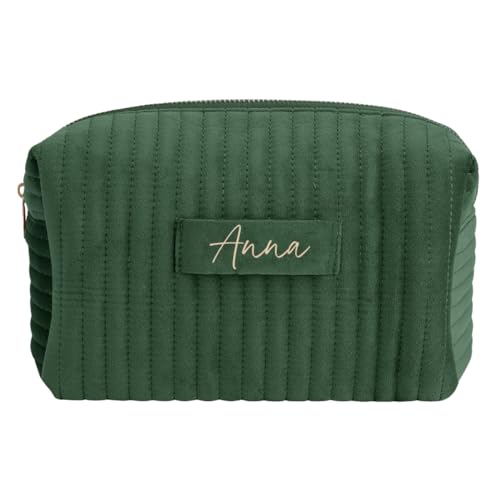 Custom Velvet Makeup Bag - Personalized Quilted Cosmetic Organizer with Zipper for Women | Travel Toiletry Pouch | Aesthetic Storage Bag for Purse & Handbag | Perfect for Travel, Daily Use & Gift Giving