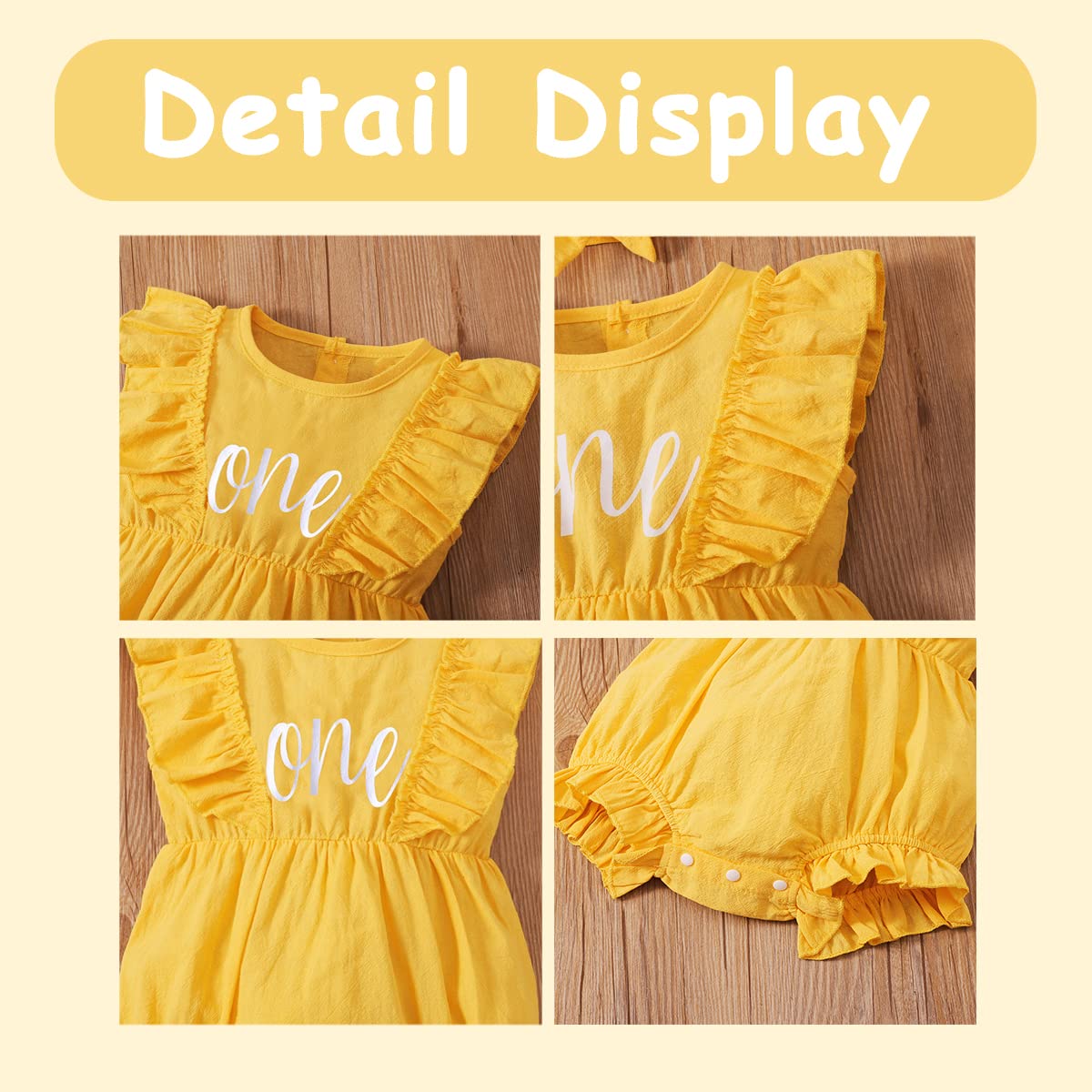 1st Birthday Outfit for Baby Girls - Adorable Ruffled Romper for Summer Celebrations & Photo Shoots