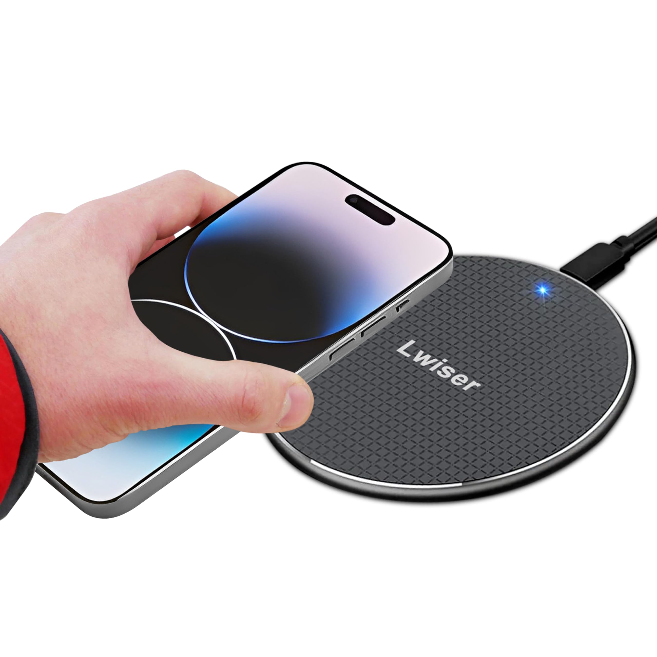 LWISER 15W Fast Wireless Charger for iPhone & Android Phones - Qi Certified Wireless Charging Pad with 6ft Long Cable - Perfect for Home, Office & Nightstand Charging