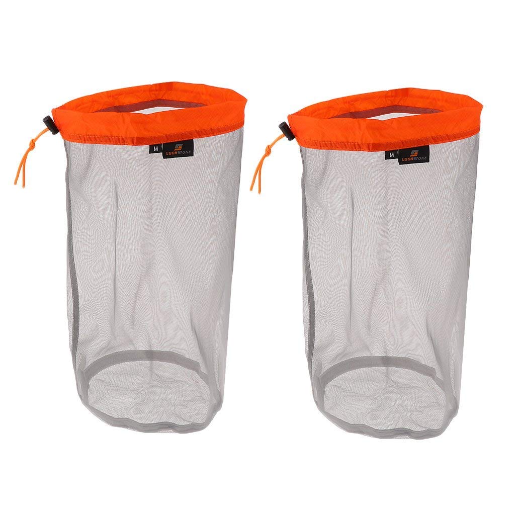 2-Pack Ultra Lightweight Nylon Mesh Drawstring Storage Bags - Waterproof Organizer Pouch for Clothes, Toys & Gear - Perfect for Camping, Hiking, Beach Trips & Outdoor Adventures