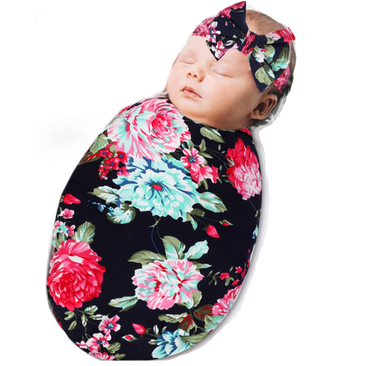 Soft Unisex Newborn Receiving Blanket & Headband Set - Baby Swaddle Wrap for Boys & Girls | Perfect Baby Shower Gift & Hospital Photo Prop