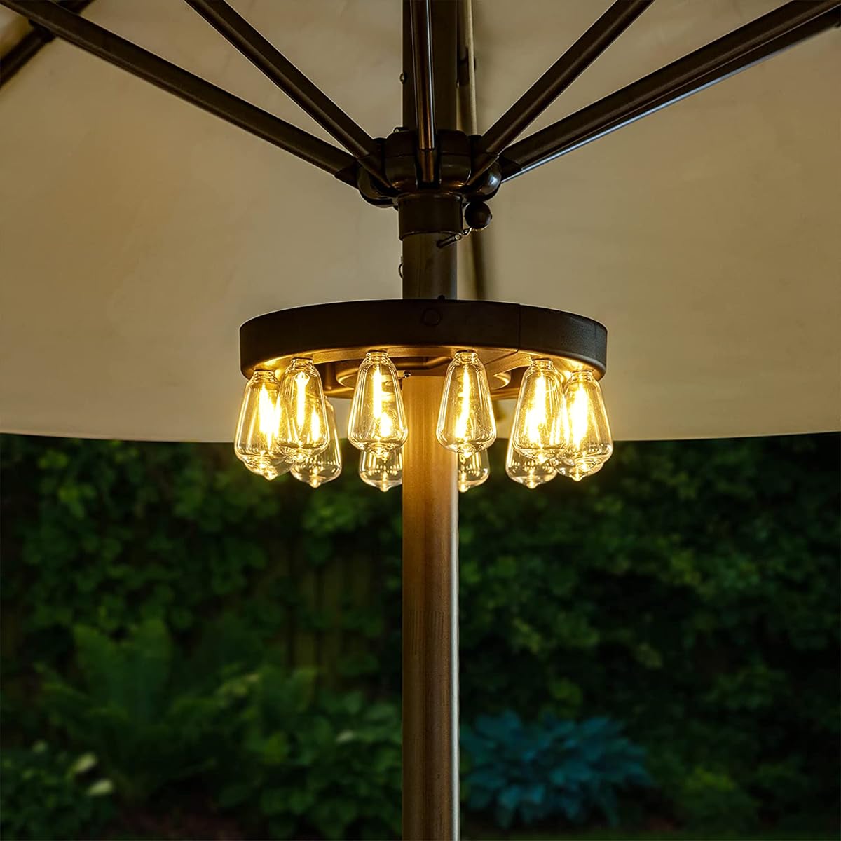 12 LED Dimmable Umbrella Lights with Timer - Battery Operated Warm White Patio Lights for Outdoor, Backyard, Camping & Garden Parties (3 Brightness Modes)