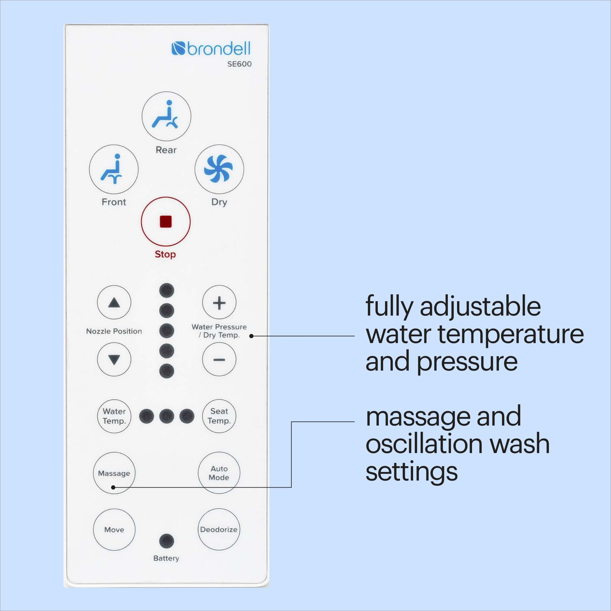 Brondell Swash SE600 Bidet Toilet Seat for Elongated Toilets - Warm Water Wash, Oscillating Stainless Steel Nozzle, Warm Air Dryer & Nightlight | Perfect for Bathroom Upgrades, Elderly Care & Hygienic Living (White)