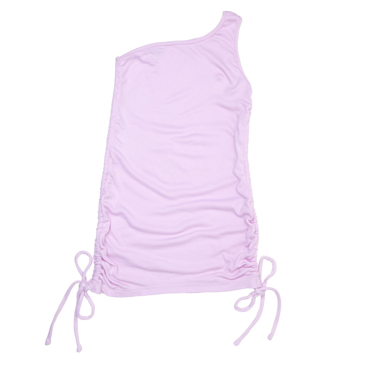 Elegant Solid Ribbed One-Sided Ruched Tie Dress for Women - Perfect for Date Nights, Cocktail Parties & Summer Weddings