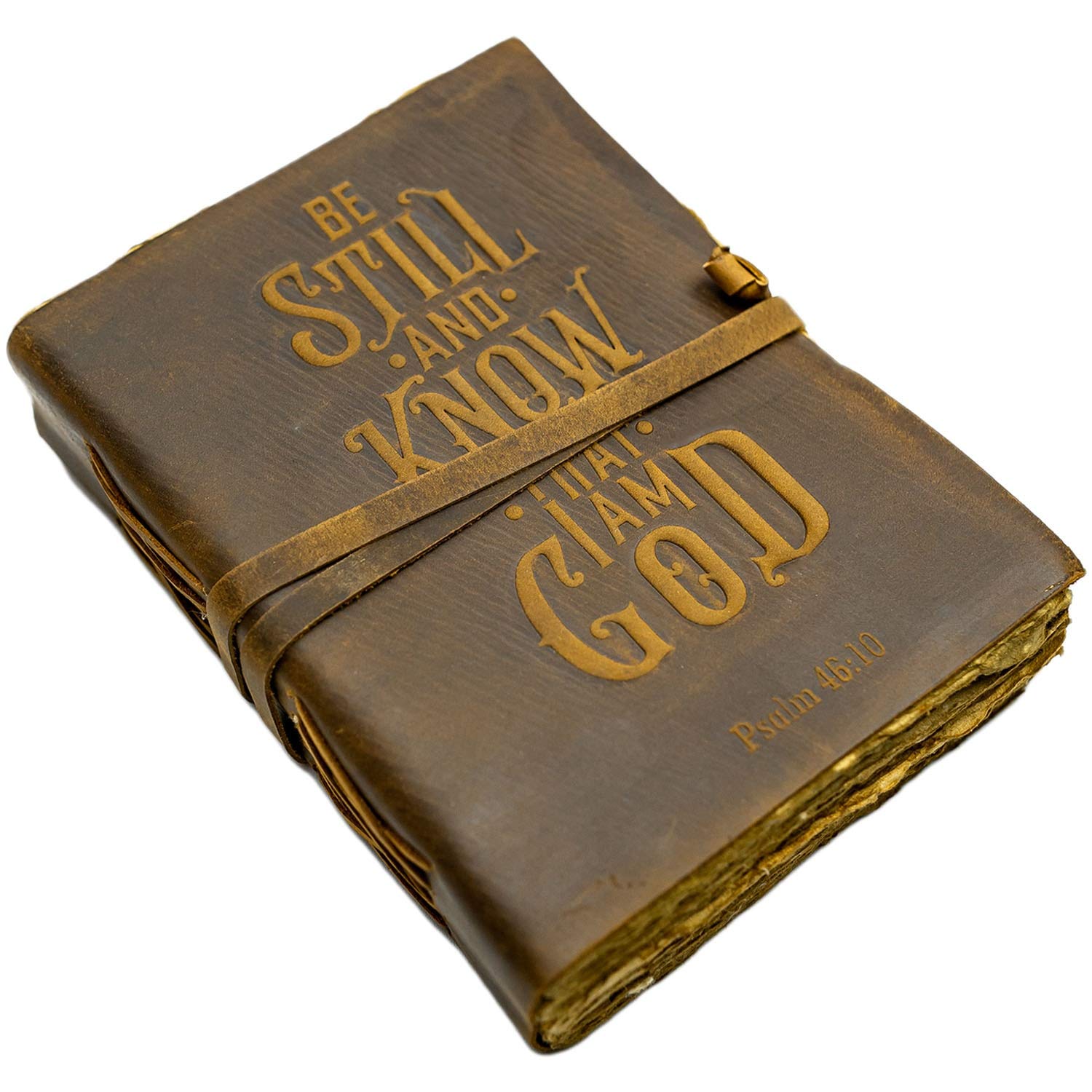 Vintage Leather Prayer Journal - 240 Pages, Antique Deckle Edge Paper - Bible Verse Embossed - Perfect for Bible Study & Gift Giving