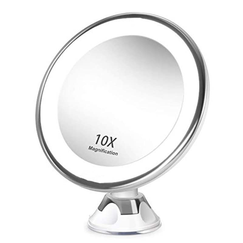 10X Magnifying LED Makeup Mirror with Lights - Portable Cosmetic Vanity Mirror for Precise Makeup Application, Eyebrow Grooming & Skincare - Perfect for Home, Salon, and Travel (Color: Sucker 10x)