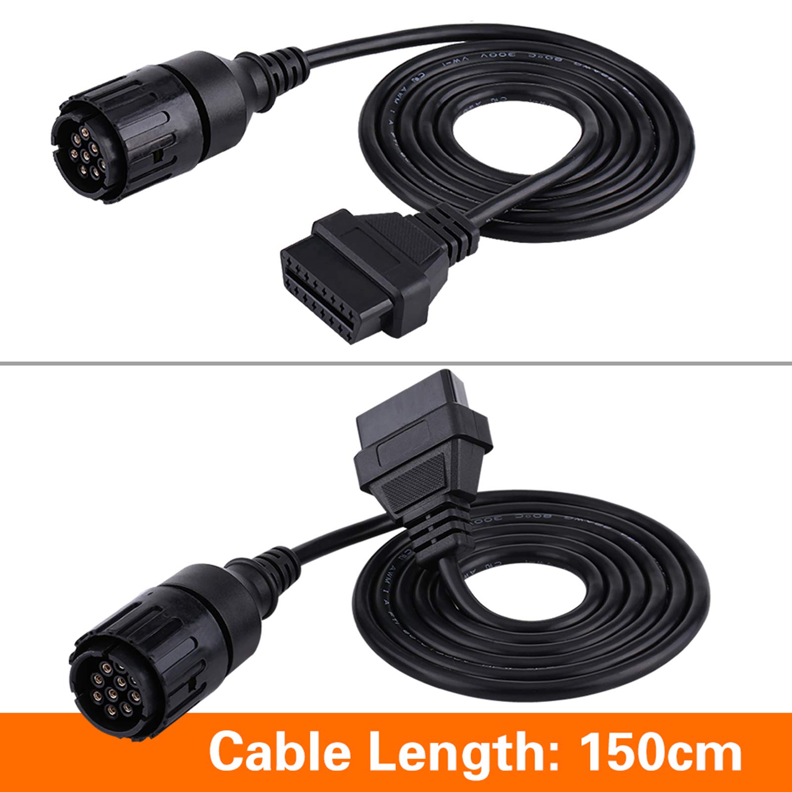 OBD2 Adapter Cable for Motorcycle - 10 Pin to 16 Pin GPS Diagnostic Tool with Throttle Overlay, ABS & Metal Connector (22AWG, 59cm, 175g, Black) - Perfect for Motorcycle ECU Tuning, Data Logging & Performance Monitoring